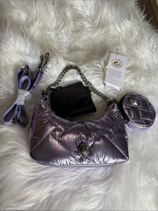 Kurt Geiger Handbags - Kurt Geiger Metallic Lavender Quilted Mini Multi Xbody Bag with Coin Pouch